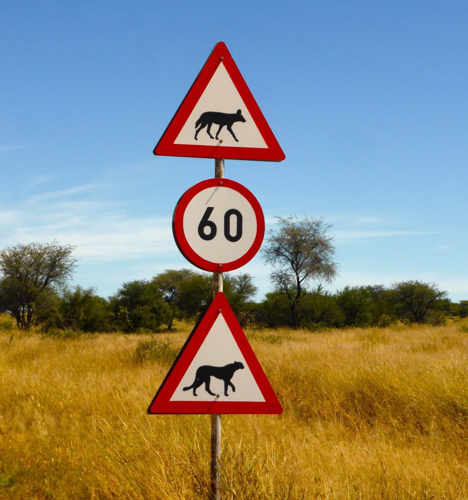 Panneau route Namibie